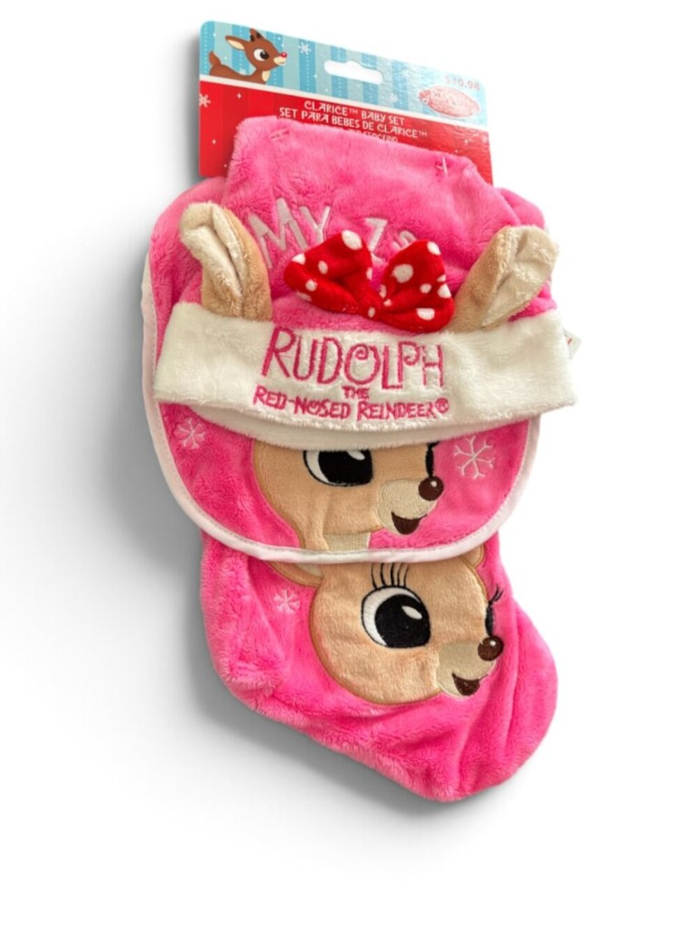 Rudolph the Red-Nosed Reindeer Clarice Baby Christmas Set – Hat, Bib & Stocking